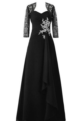 Robe de bal avec chiffon avec fronce jusqu'au sol de col en cœur a-ligne