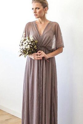 Robe mère de mariée simple vintage décontracté ruché v encolure