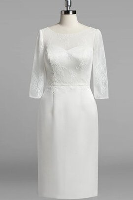 Robe de mariée encolure ronde jusqu'au mollet de fourreau manche nulle en satin