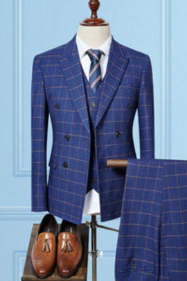 Vêtements hommes costumes de mariage pour hommes bleu plaid scène formels