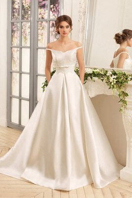 Robe de mariée facile romantique de traîne courte ligne a avec ruban