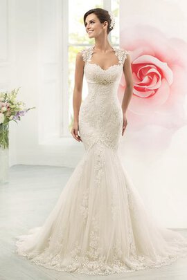 Robe de mariée delicat attirent longue avec décoration dentelle manche nulle