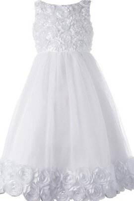 Robe cortège fille naturel jusqu'au sol col en bateau ligne a textile en tulle