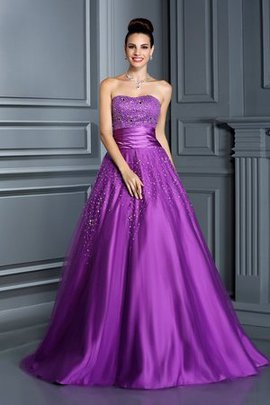 Robe de quinceanera longue de mode de bal en satin manche nulle jusqu'au sol