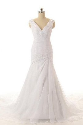 Robe de mariée naturel en organza croisade v encolure avec sans manches