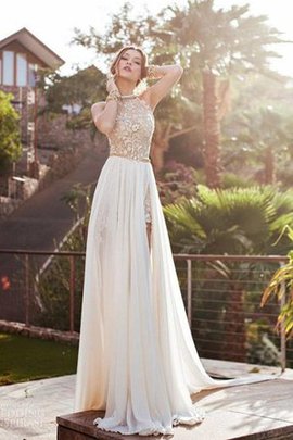 Robe de mariée naturel avec chiffon dénudé manche nulle a-ligne