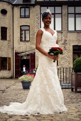 Robe de mariée charmeuse longueru au niveau de sol en dentelle avec sans manches de sirène