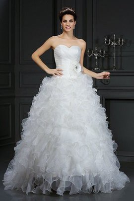 Robe de mariée naturel en organza avec fleurs de mode de bal cordon