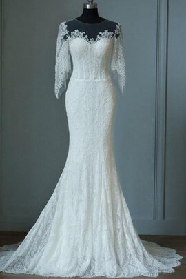 Robe de mariée intemporel avec zip avec manche 1/2 de sirène noeud