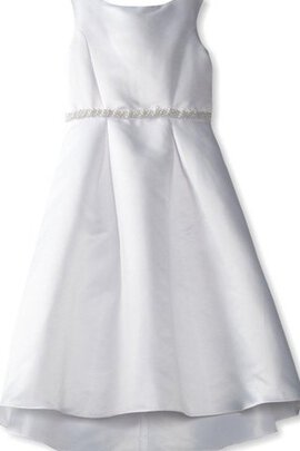 Robe cortège fille avec perle col en bateau avec sans manches ligne a fermeutre eclair