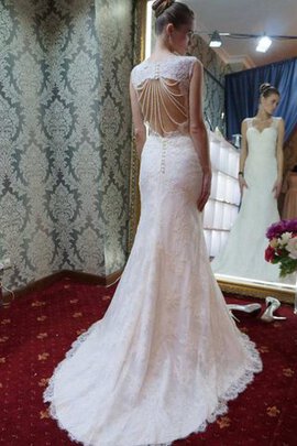 Robe de mariée romantique sexy col en reine noeud en dentelle