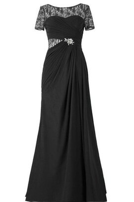 Robe de bal sage en forme ruché avec manche courte avec perle