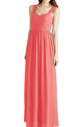 Robe demoiselle d'honneur bandouliere spaghetti a-ligne jusqu'au sol avec chiffon ruché