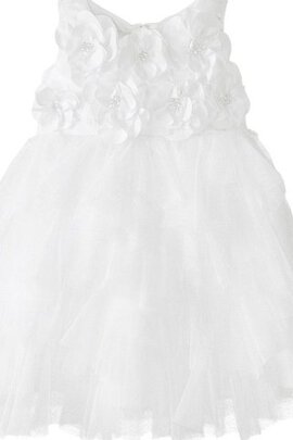 Robe cortège fille avec nœud avec fleurs ligne a manche nulle textile en tulle