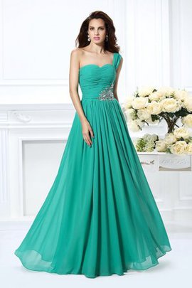 Robe de bal longue ligne a avec perle avec chiffon manche nulle