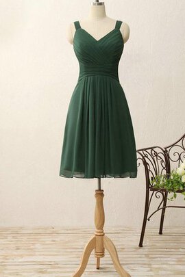 Robe demoiselle d'honneur naturel plissage de longueur à genou avec chiffon fermeutre eclair