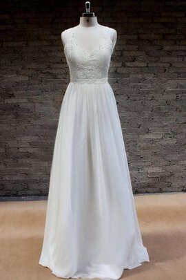 Robe de mariée naturel bref avec décoration dentelle en plage avec chiffon