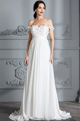 Robe de mariée naturel avec chiffon de princesse d'epaule ajourée manche nulle