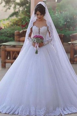 Robe de mariée col en forme de cœur avec manche longue charme de mode de bal naturel