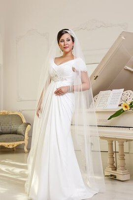 Robe de mariée romantique simple avec manche courte v encolure de traîne courte