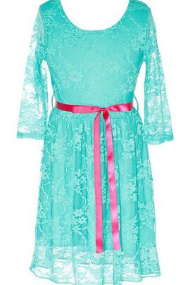 Robe cortège fille en dentelle encolure ronde avec zip de tour de ceinture en haute ligne a