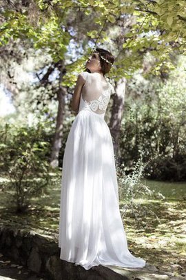 Robe de mariée plissé en plage avec manche courte avec décoration dentelle ligne a