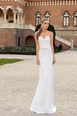 Robe de mariée simple naturel manche nulle avec nœud à boucles en satin