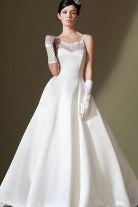 Robe de mariée naturel manche nulle ligne a col en bateau appliques