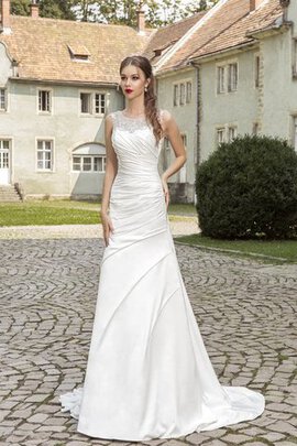 Robe de mariée classique naturel ruché avec cristal jusqu'au sol