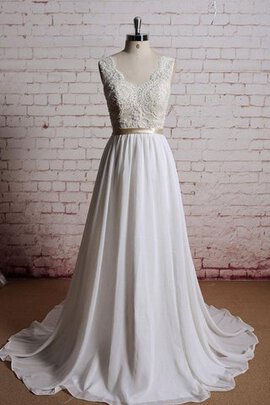 Robe de mariée informel facile ceinture en étoffe ligne a avec nœud à boucles