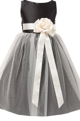 Robe cortège fille ceinture avec sans manches avec fleurs de col bateau