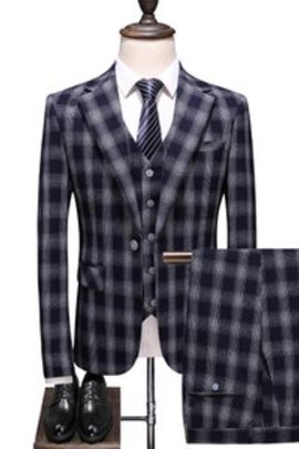 Costume homme slim fit costumes blazers annuel réunion plaid hommes costumes 3 pièce