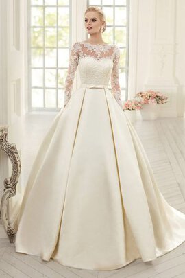 Robe de mariée festonné facile delicat avec nœud longueur au ras du sol