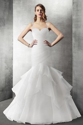 Robe de mariée sobre de sirène pendant col en forme de cœur en organza