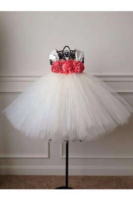 Robe cortège fille de tour de ceinture en haute avec gradins en tulle de mode de bal de lotus