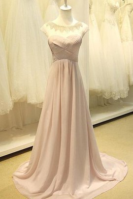 Robe de bal naturel avec manche épeules enveloppants a-ligne fermeutre eclair avec chiffon