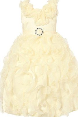 Robe cortège fille de mode de bal avec gradins encolure ronde avec fleurs fermeutre eclair