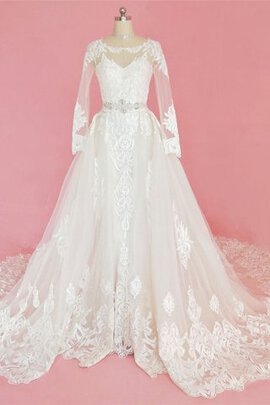 Robe de mariée de traîne moyenne charmant avec zip intemporel modeste