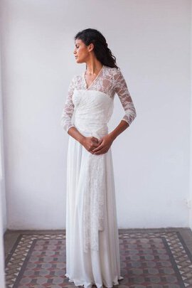 Robe de mariée vintage avec ruban avec décoration dentelle ceinture avec sans manches