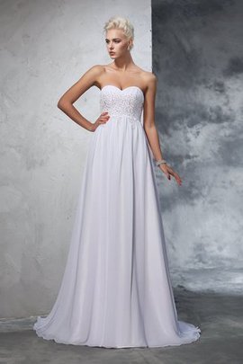 Robe de mariée longue de princesse avec chiffon avec perle fermeutre eclair