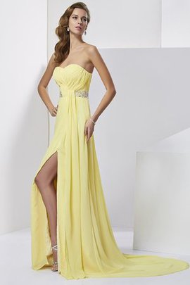 Robe de soirée longue naturel avec perle maillot de traîne courte