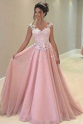 Robe de bal jusqu'au sol textile en tulle pétillant de princesse manche nulle