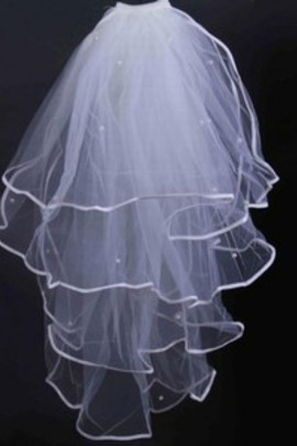 Perlage élégant | Modeste court Voile de mariage