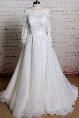 Robe de mariée elégant textile en tulle jusqu'au sol noeud de traîne moyenne