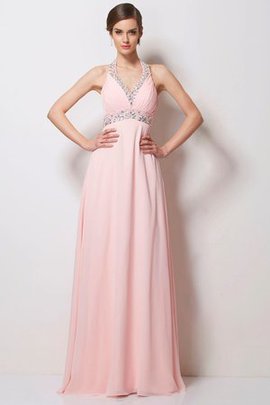 Robe de bal avec chiffon avec perle ligne a manche nulle de princesse