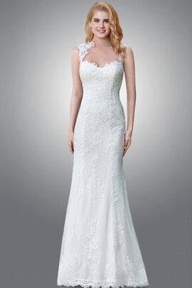 Robe de mariée facile longue col en forme de cœur avec mousseline en dentelle