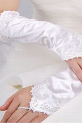 Gants taffetas chic moderne blanc de mariée