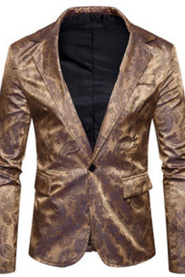 Et automne mode nouveaux hommes costume imprimer slim convient blazers veste manteau fleur