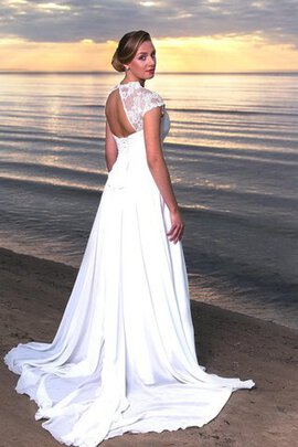 Robe de mariée facile en plage decoration en fleur a-ligne de traîne courte
