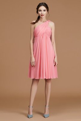 Robe demoiselle d'honneur avec chiffon d'épaule asymétrique enchanteur a-ligne bref